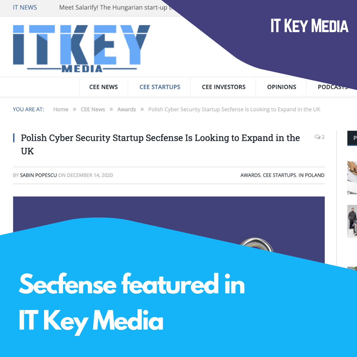 Secfense featured in IT Key Media