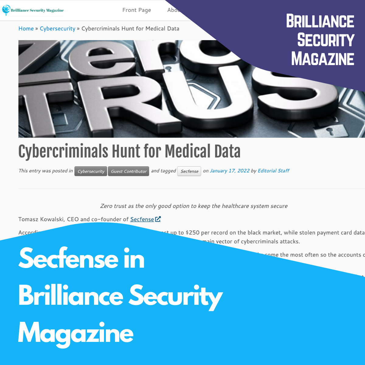 Secfense in Brilliance Security Magazine
